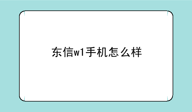 东信w1手机怎么样