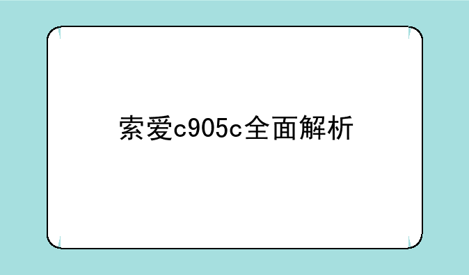 索爱c905c全面解析