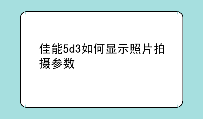 佳能5d3如何显示照片拍摄参数