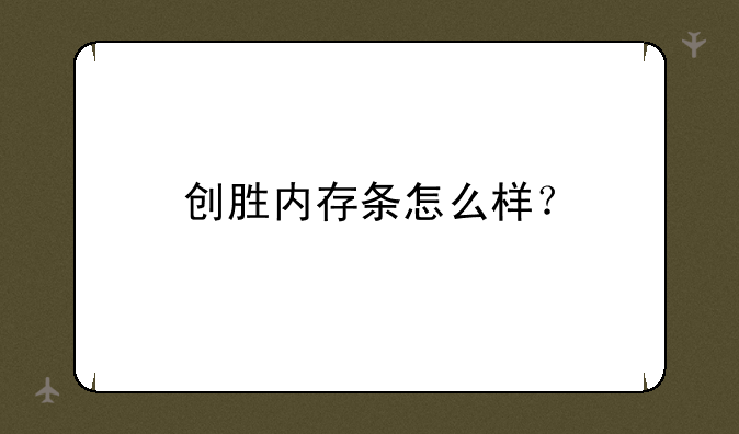 创胜内存条怎么样？