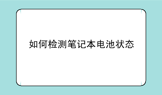 如何检测笔记本电池状态