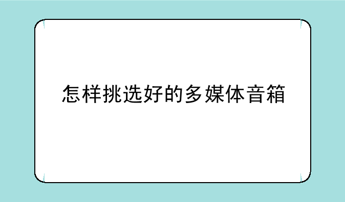 怎样挑选好的多媒体音箱
