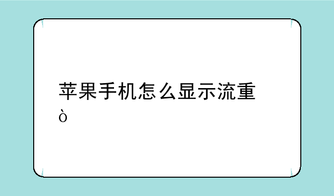 苹果手机怎么显示流量？