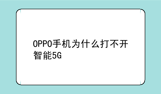 OPPO手机为什么打不开智能5G