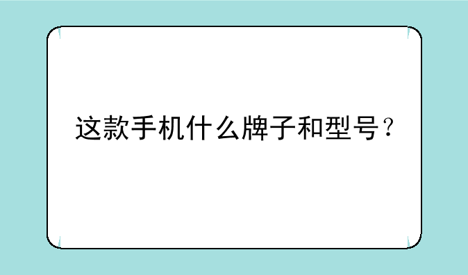 这款手机什么牌子和型号？