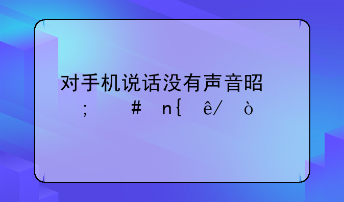 对手机说话没有声音是怎么回事？
