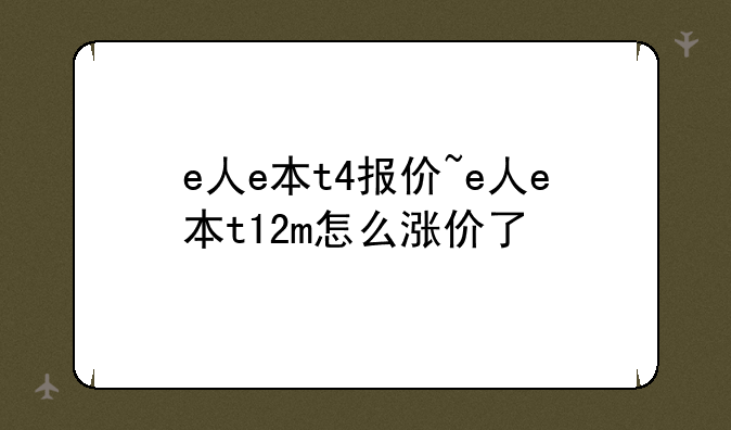 e人e本t4报价~e人e本t12m怎么涨价了