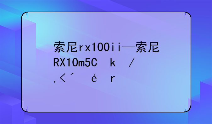 索尼rx100ii—索尼RX10m5何时上市