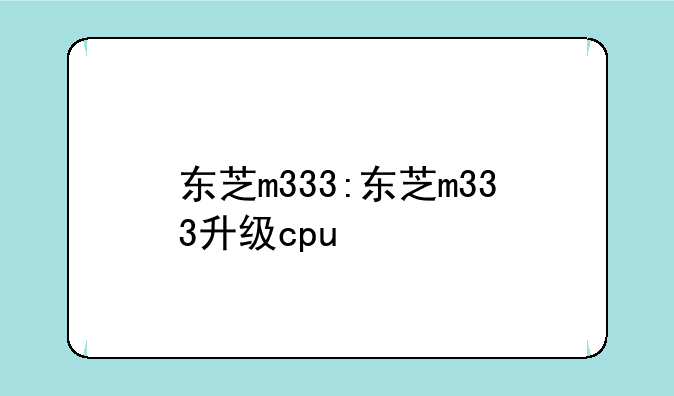 东芝m333:东芝m333升级cpu