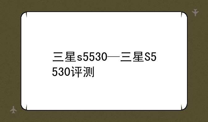 三星s5530—三星S5530评测